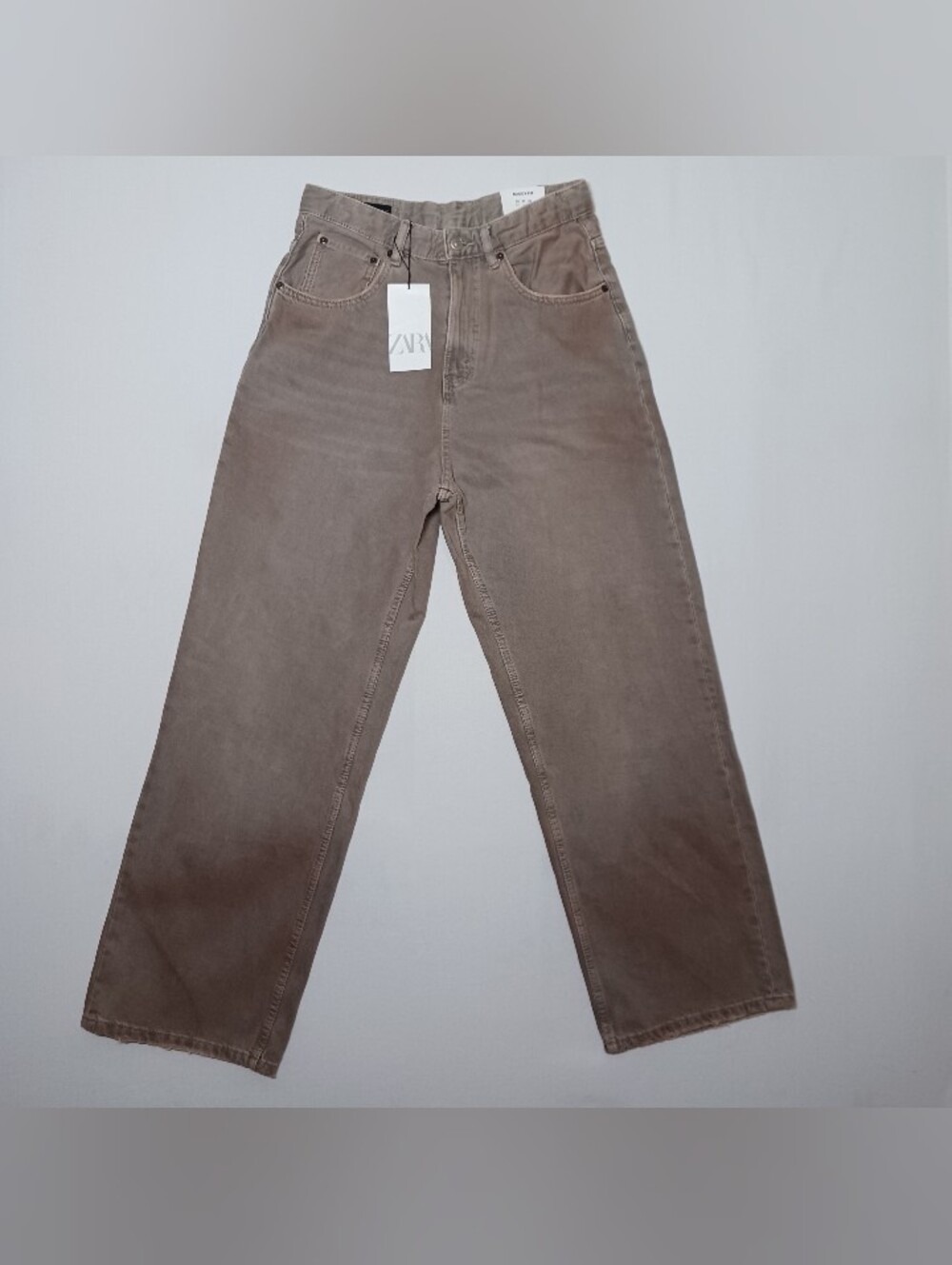 Zara Mens Mid Waist Baggy Fit Jeans 30X32 Brown Denim NWT Drop Crotch Wide Leg